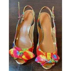 Etienne Aigner Colorful Bow Slingback Heels